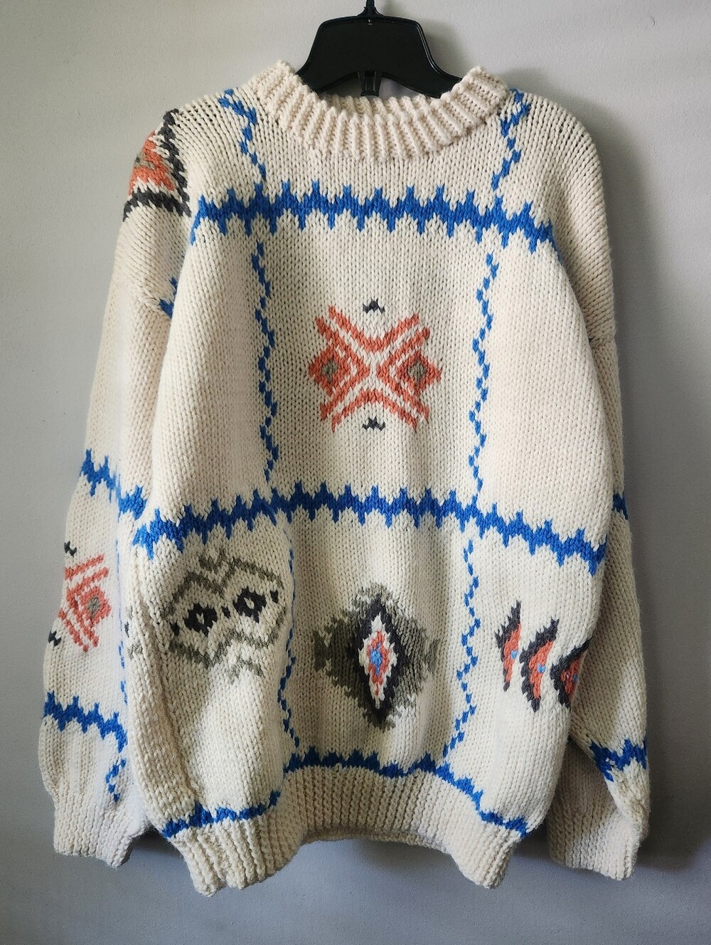 Handknit Geometric Southwestern Pattern Sweater